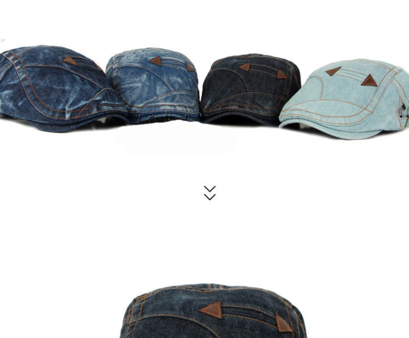 HT1195 Fashion Spring Summer Jeans Beret Hats for Men Women Quality Casual Unisex Denim Beret Cap Fitted Sun Cabbie Ivy Flat Cap