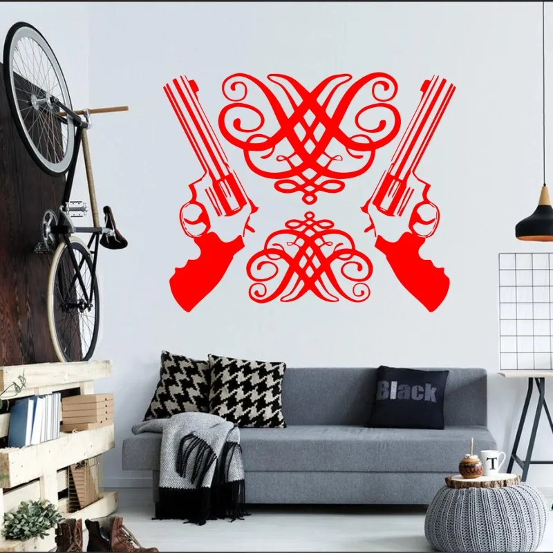 Removable Gun Wall Stickers Vinyl Decal Revolver Weapons Room Decal Art Vinyl Wall Sticker Papers A-25 Removable Gun Wall Stickers Vinyl Decal Revolver Weapons Room Decal Art Vinyl Wall Sticker Papers A-25
