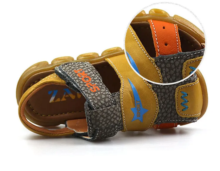 Летние детские сандалии из натуральной кожи для мальчиков обувь нескользящие сухожилия нижней открытым носком высокого качества пляжные