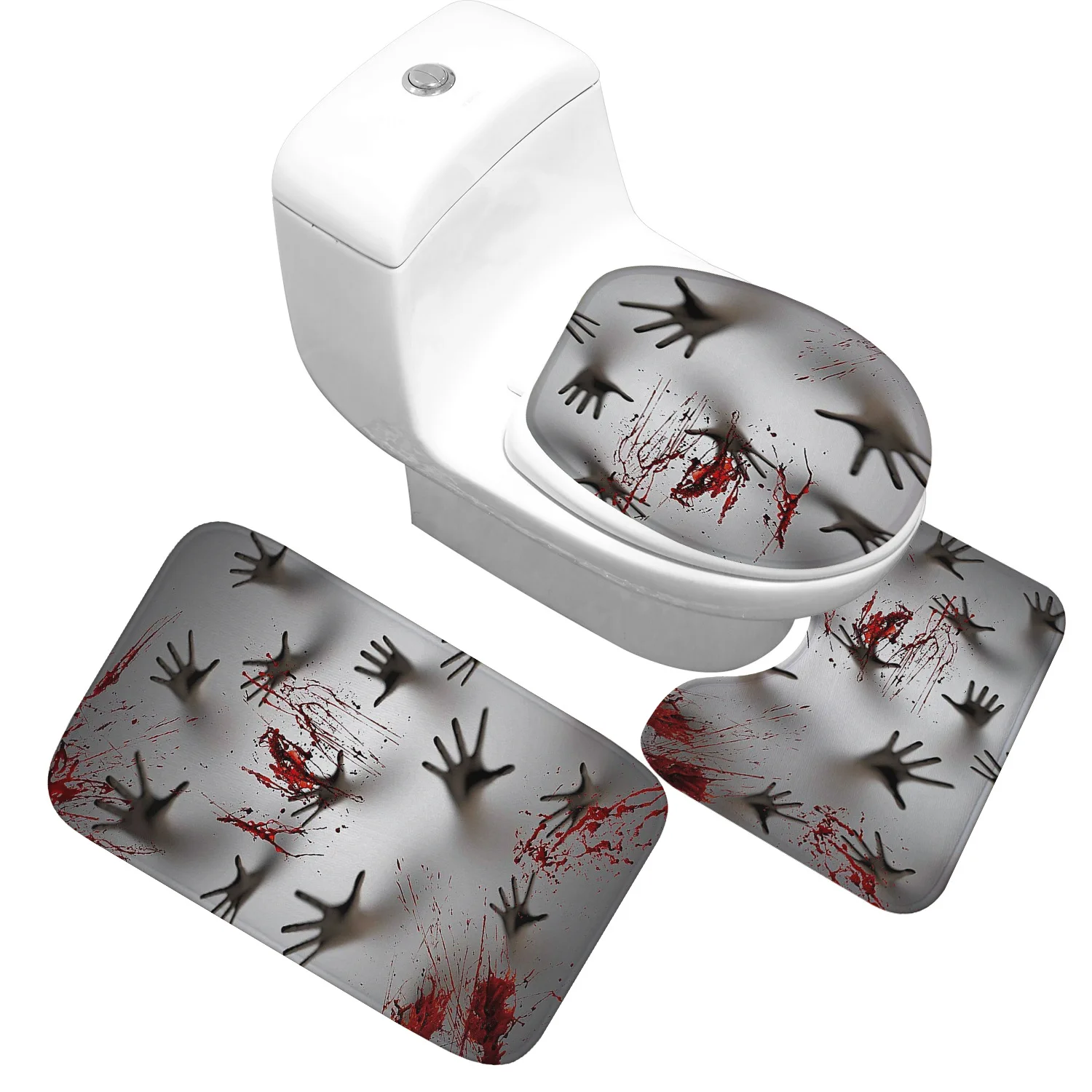 

Horror Series Bath Mat 3 Pieces / Set Toilet Cover U-shaped Foot Mat Non-slip Absorbent Floor Mat Bathroom Rug Carpet