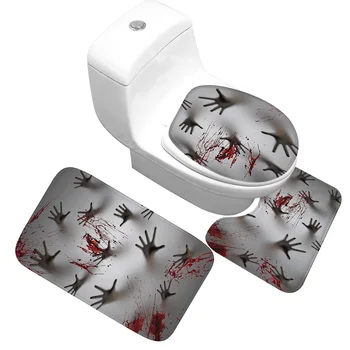 

Horror Series Bath Mat 3 Pieces / Set Toilet Cover U-shaped Foot Mat Non-slip Absorbent Floor Mat Bathroom Rug Carpet