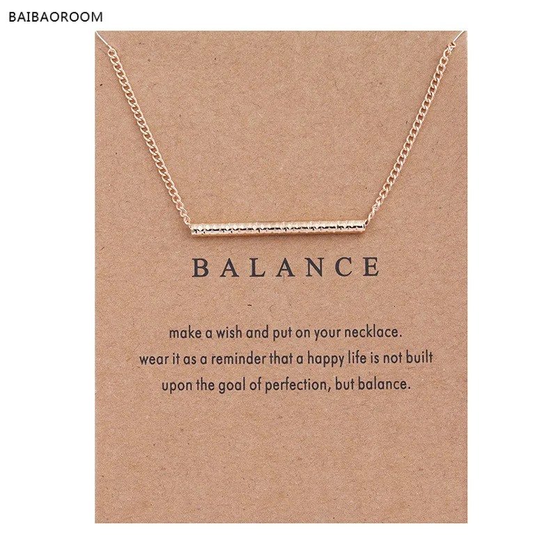 

New Gold-color Balance Wood Straight Bar Alloy Clavicle snake Pendant Short Necklace
