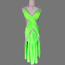 Платье для латиноамериканских танцев, концертное платье, украшено балетками и блестками