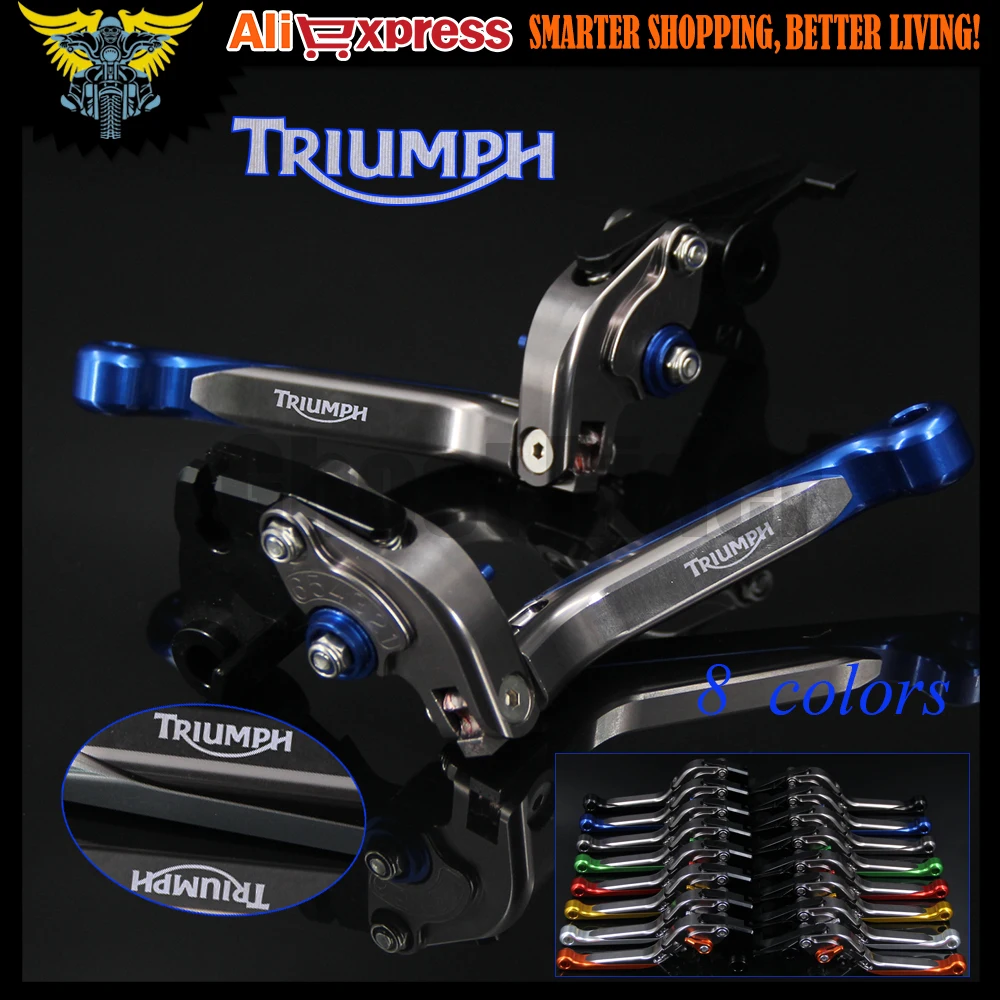 ФОТО Blue+Titanium 8 Colors CNC Adjustable Extendable Motorcycle Brake Clutch Levers For Triumph TIGER 800/XC 2011 2012 2013 2014