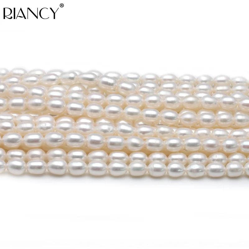

4-5mm Rice Shape Freshwater Small Pearl Loose Beads,DIY Real Pearl Beads Strand Necklace 37cm