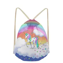 3D Unicorn Cartoon Pattern Print School Bags Bookbags For Boys Girls Drawstring Bag Teens Kids Shoe