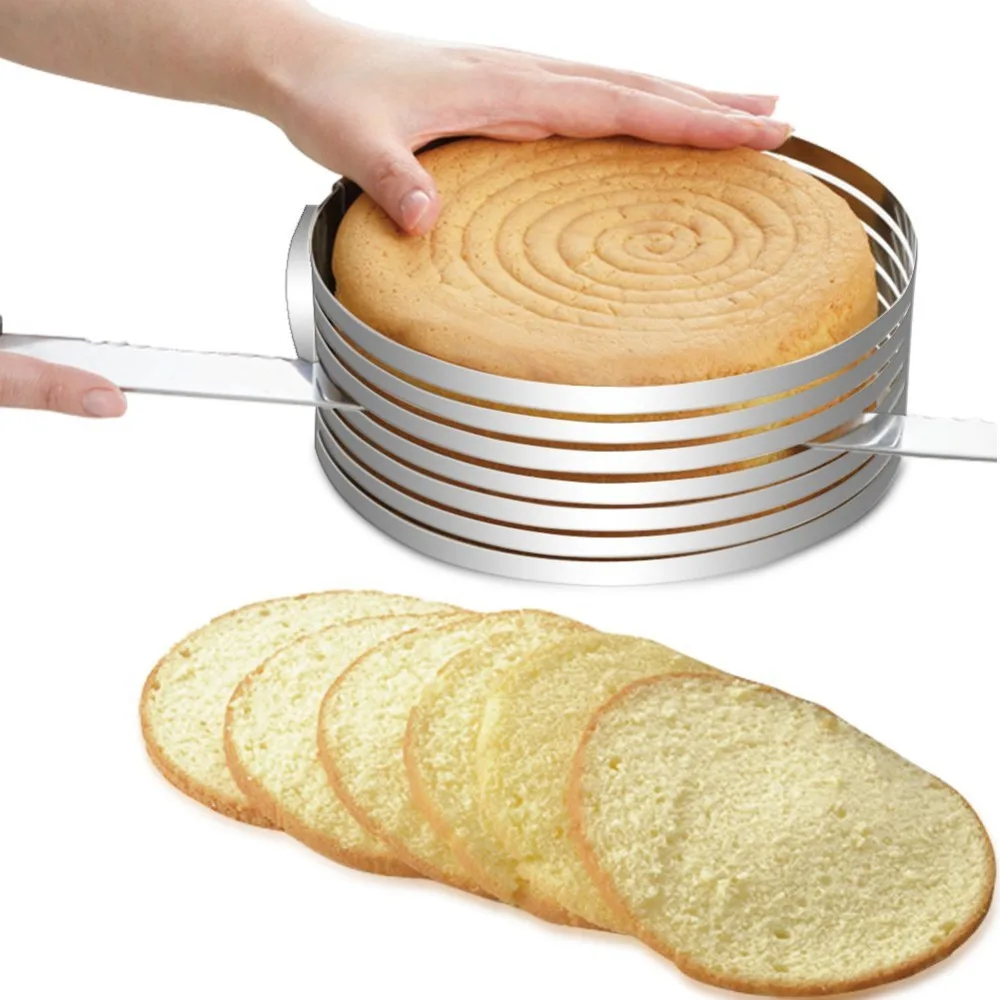 

15-20cm Stainless Steel DIY Adjustable Retractable Circular Ring Cake Layered Slicer Baking Tool Kit Set Mousse Mould Slicing