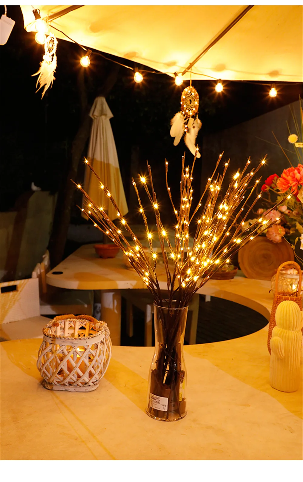 Nordic Style 20 Bulbs Christmas Tree Decoration LED Willow Branch Lamp Floral Lights Home Party Supplies Xmas Natal Home Decor