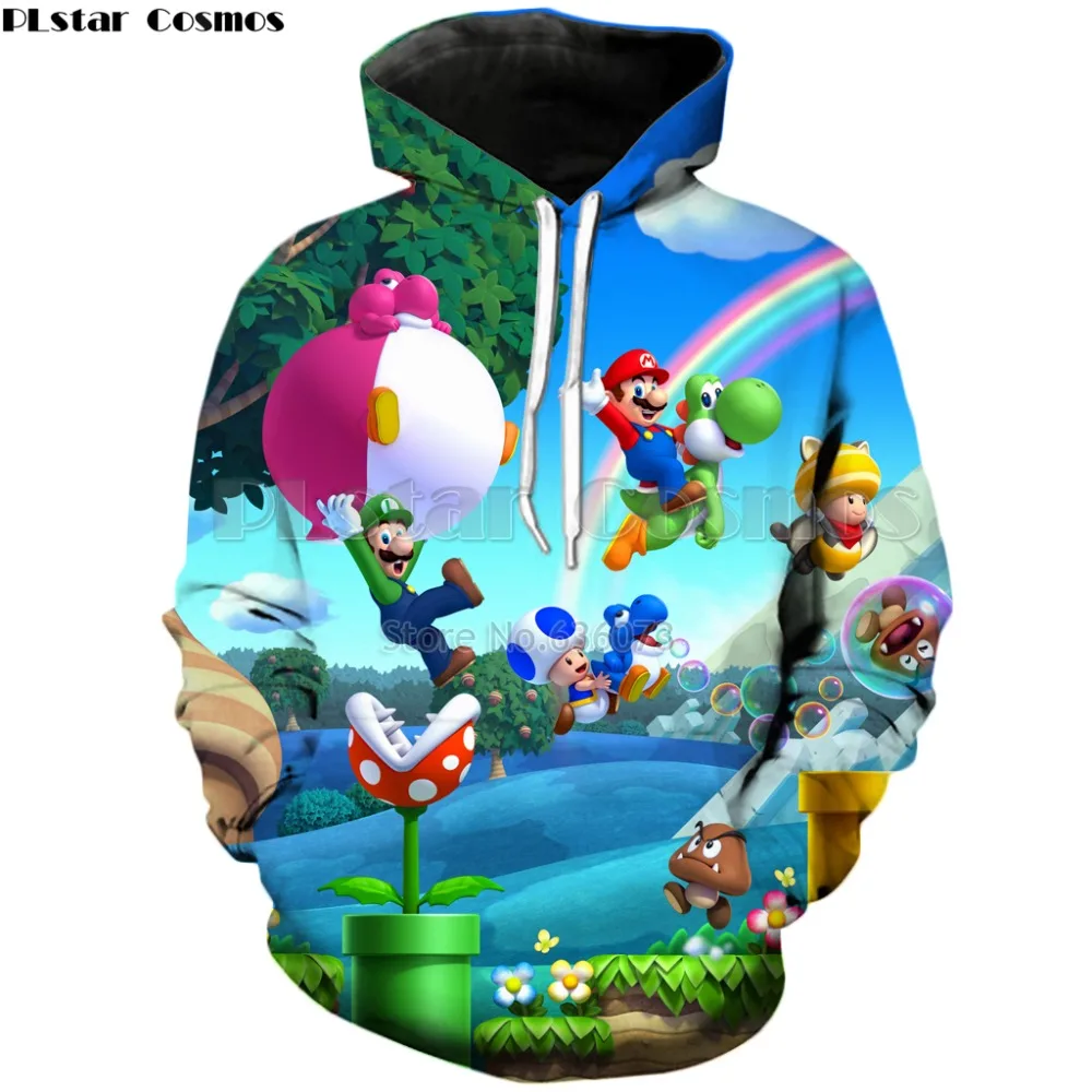 

PLstar Cosmos Brand clothing 2019 New Fashion Men Hoodies Super Mario Odyssey game Print 3d Sweatshirts Unisex Casual Hoody K2