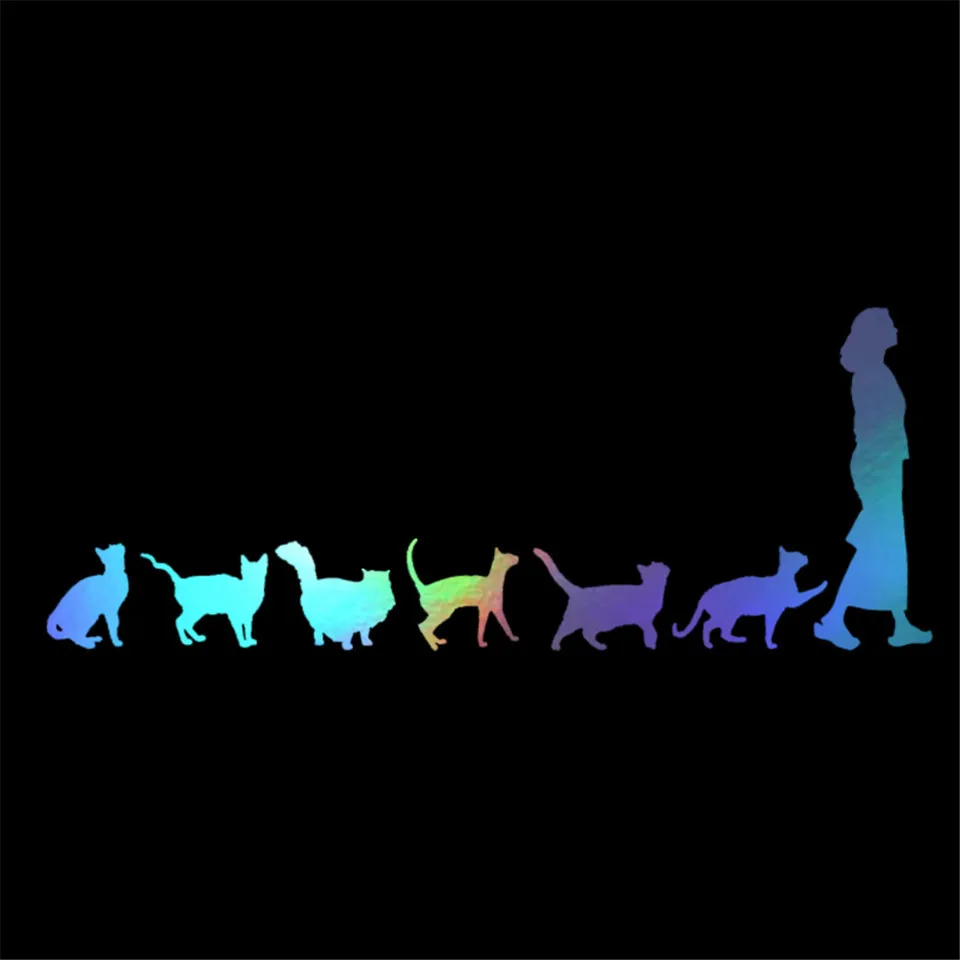 Cunymagos Cats Following Woman Funny Car Styling Decoration Stickers Lovely Cool Cartoon Car Sticker (2)