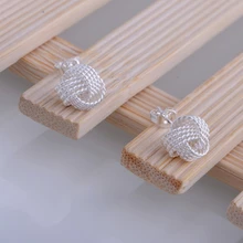 Чересстрочные блестящие посеребренные серьги 925 ювелирные изделия для женщин Серебряные серьги BJUZFRTP