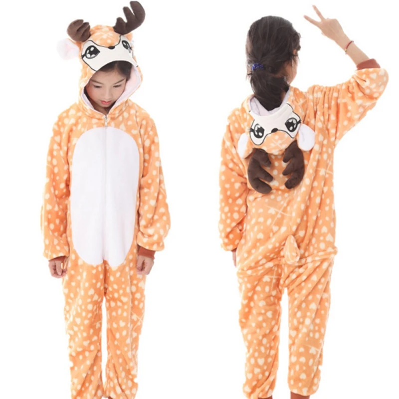 Kigurumi Onesie/Детские пижамы с пандой; детские комбинезоны единорог с рисунками животных; зимняя одежда для сна для мальчиков и девочек; детская пижама