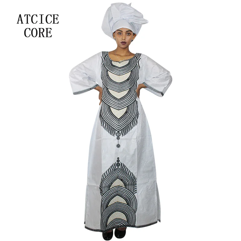 

african dresses for woman bazin riche embroidery design long dress A160