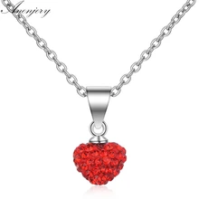 Anenjery, Трендовое красное ожерелье с подвеской в форме сердца, Женская 925 пробы, серебряная короткая цепь для ключиц, ожерелье, S-N337