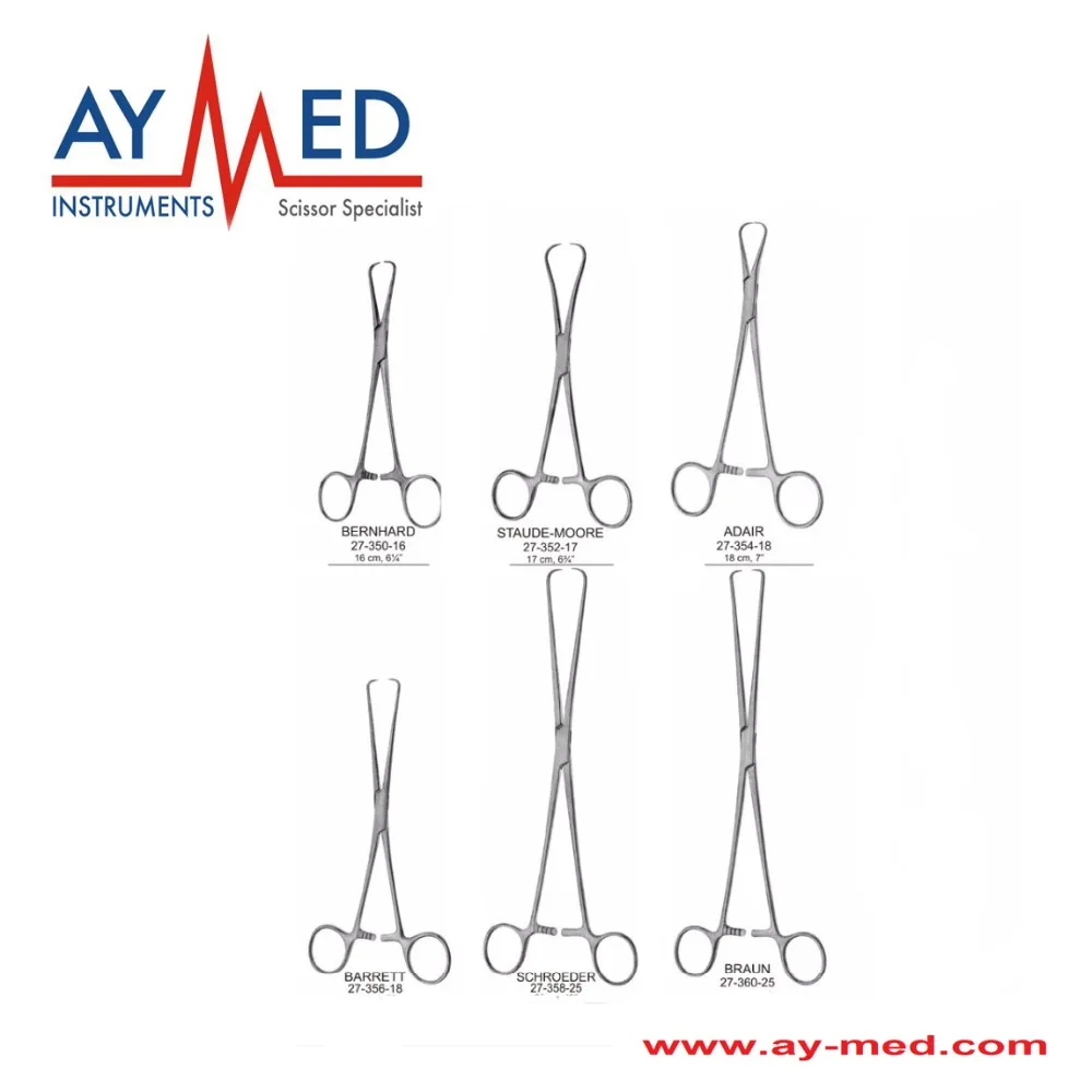 

5 pieces set bernhard pozzi braun colli pozzi schroder uterine tenaculum forceps - gynecology surgical instruments scissors