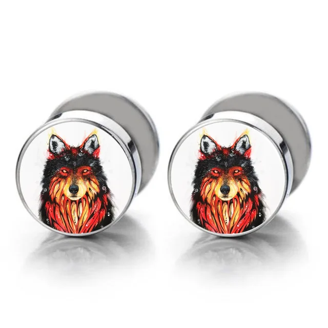 Wolf Fake Ear Plug Cartilage Tragus Earring For Women Men Helix Wolf Fake Ear Plug Cartilage Tragus Earring For Women Men Helix Barbell Piercing Jewelry