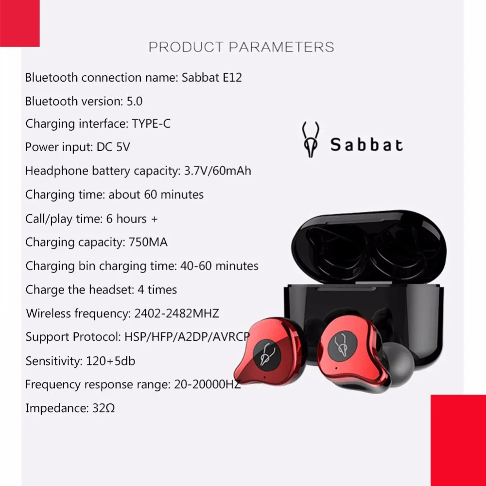 1  SABBAT E12 Professional Bluetooth 5.0 Earphone Wireless Headset HiFi Sports Earbuds Headphone Noise Isolation in ear headphones  (17)