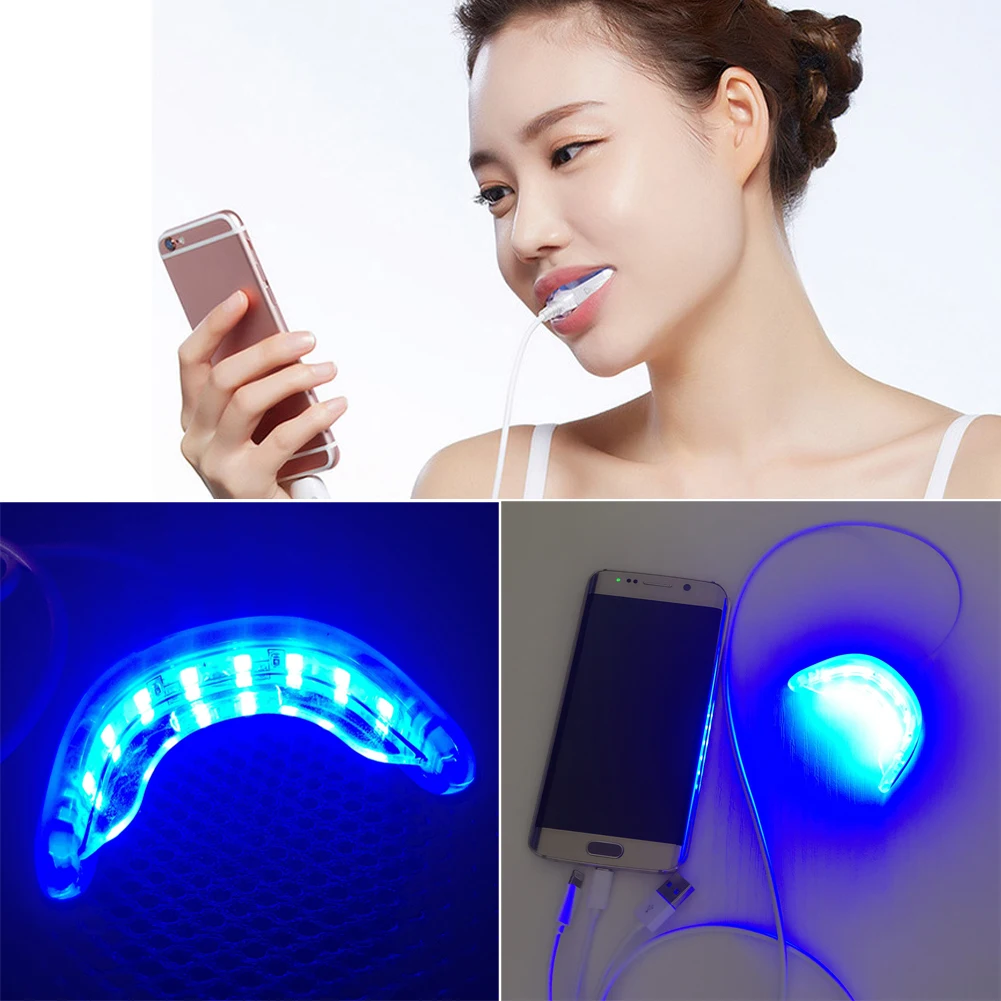 

1 Set LED Light TeethTeeth Whitening Kits Set 16LED Cold Light Lamp 3x Pen 5x Wipes for Personal Dental Treatment