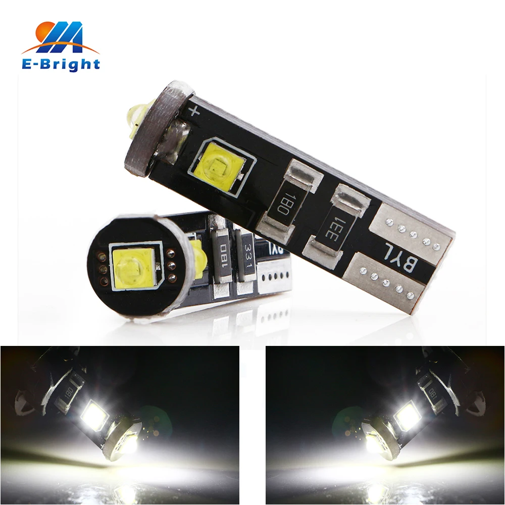 

8PCS Error Free Canbus T10 3SMD LED Bulbs White Light DC12V 194 168 W5W Car Light Reading Light Luggage Compartment Light 6500K