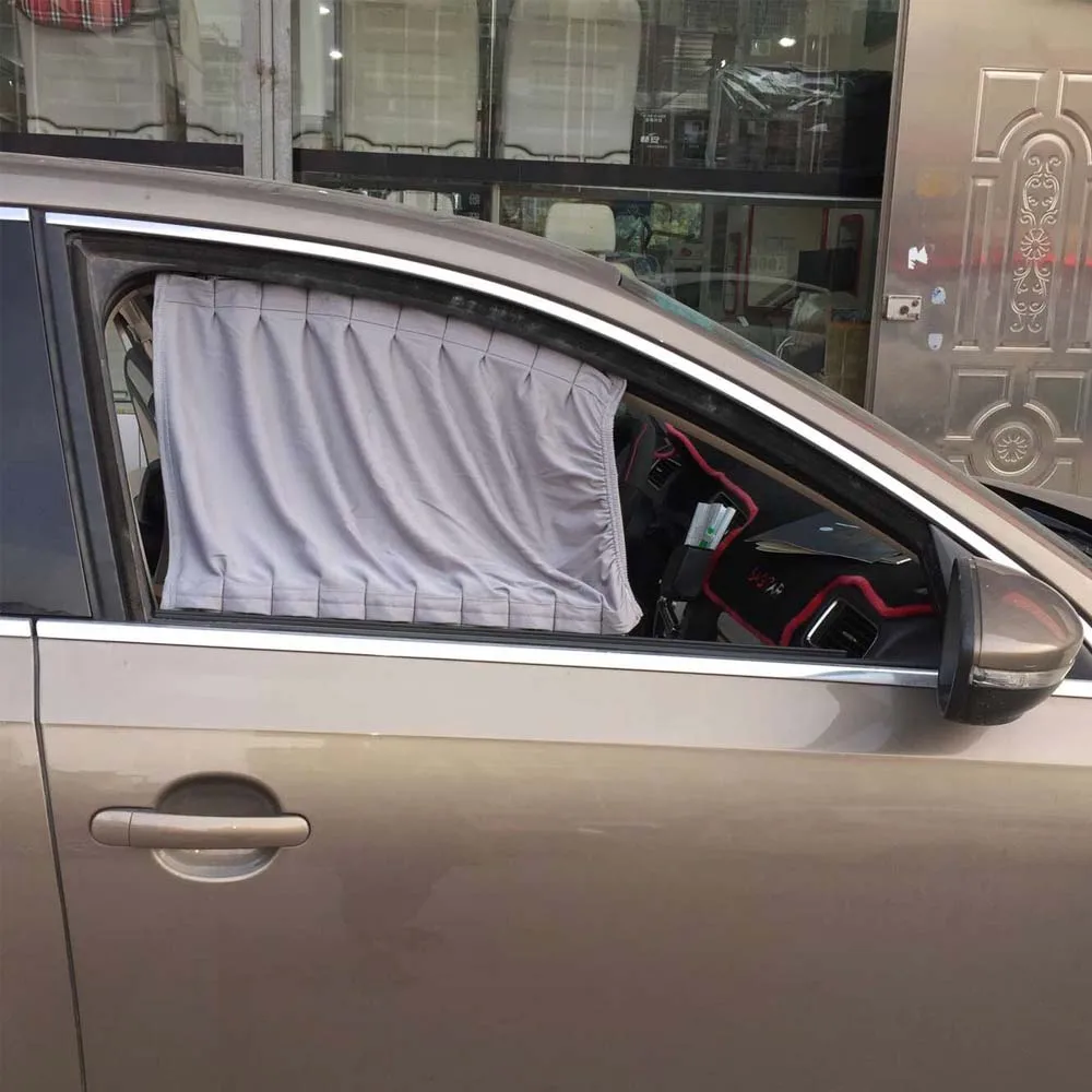 2 Pcs 50*39cm Car Curtain Elastic Design Car Sun Shade Cover Aluminum