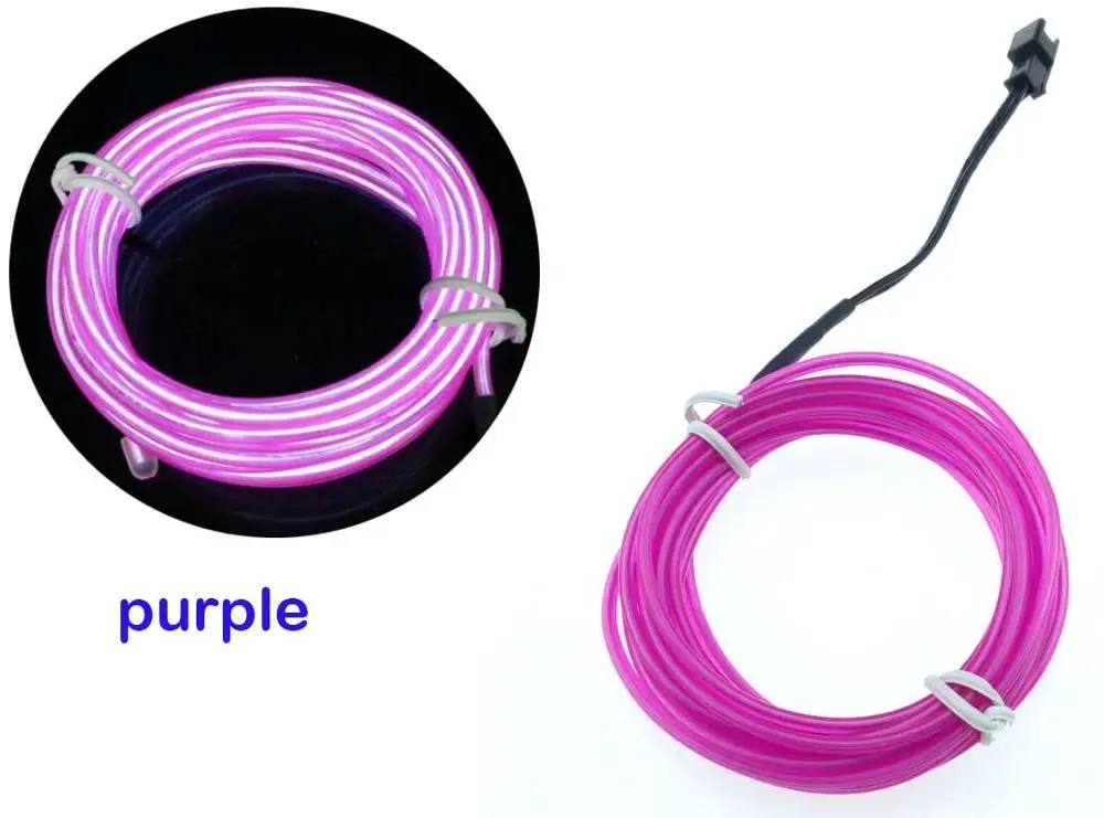 5X1 неоновый светильник для танцевальной вечеринки, домашний декор, светодиодный светильник, Гибкий EL Wire Rope Tube, водонепроницаемый Светодиодный светильник с контроллером, холодный светильник, 1 м - Emitting Color: Purple