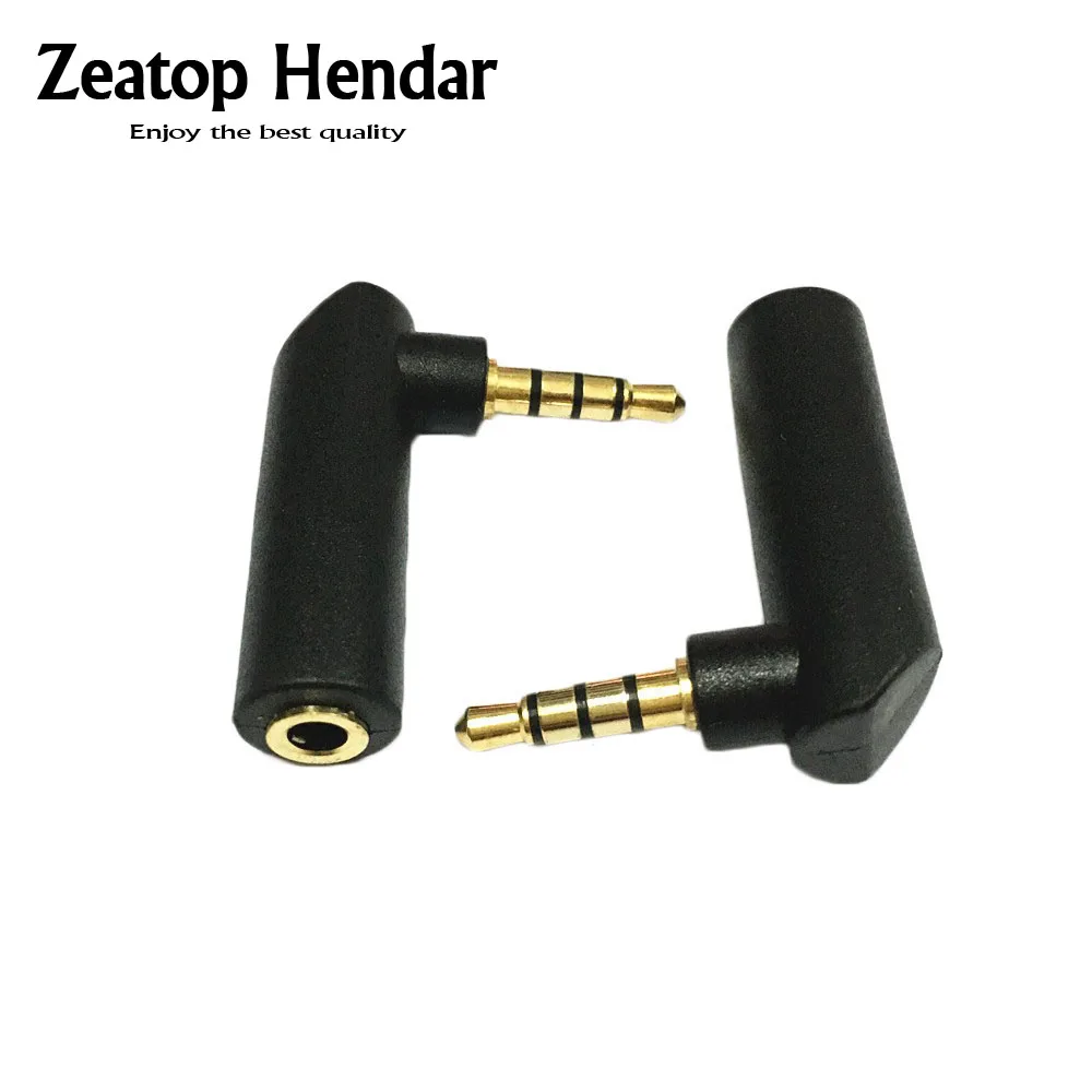 

1Pcs New Type Gold 3.5mm 4Pole 90Degree Right Angle Female to 3.5mm 4Pole Male Audio Stereo Plug L Shape Jack Adapter Connector