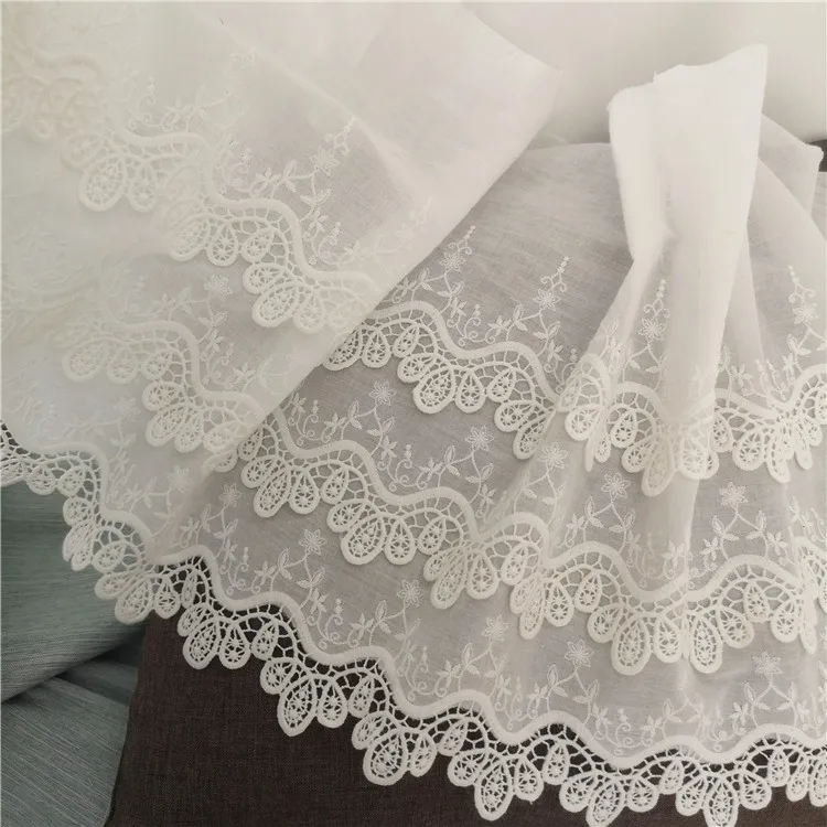 Lace fabric,lace garment accessories,lace sewing supplies,lace accessories,lace sewing accessories Three/Two Layer Embroidered Lace Trim 100% Cotton Cloth 36/23cm 3yards/lot