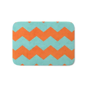 

Chevron - Teal And Orange Bath Mat Carpets Living Room Dust Proof Door Mats Home Decor