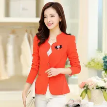 Женский блейзер размера плюс, блейзеры и жакеты, новинка, модный L-5XL, Одноцветный тонкий женский Блейзер на одной пуговице, тонкое пальто Y496