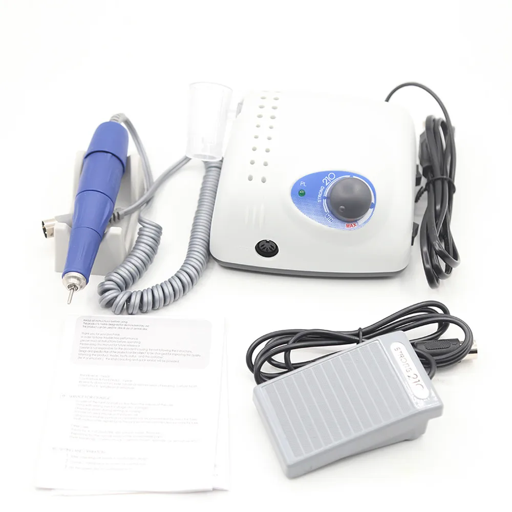 Strong 210 105L ногтей дрель 65 W 35000 машинные фрезы для Электрический маникюр Фрезерное