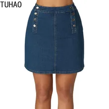 TUHAO, весна-лето, женские юбки больших размеров, одноцветные, милые синие джинсовые юбки, женские хипстерские джинсы с разрезом, Saias
