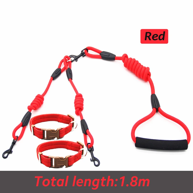 

Tangle Free Double Dog Leash No Tangle Adjustable Length Lead with Comfortable Padded Handle for 2 Dogs
