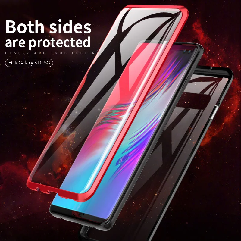 

360 Front+Back Glass Protective Magnetic Case For Samsung S10 Plus S10E Case Cover For Samsung A30 A50 A70 A70 A7 A9 2018 Note 9
