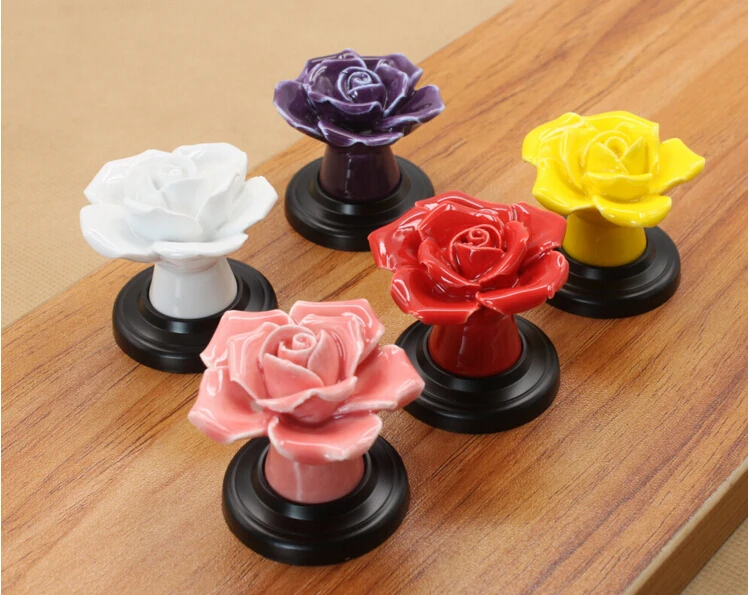 Rose Jewelry Box Knobs Ceramic Furniture Handle and Knobs Drawer Knobs Furniture Fittingsin