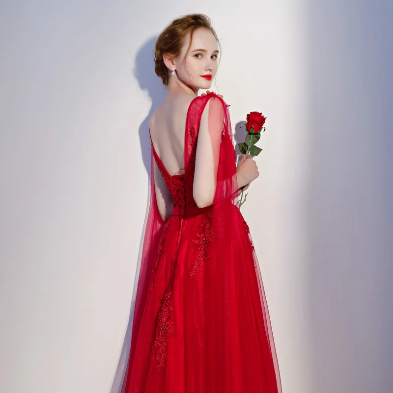 Ruthshen Vestidos De Gala Largos 2018 Длинные красные платья выпускного вечера аппликации сексуальное вечернее платье с открытой спиной элегантные халаты