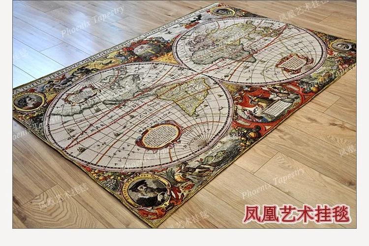Прекрасная текстильная продукция для дома гобелен настенный карта мира 85*120 см декоративная ткань жаккард Античный Декор H117
