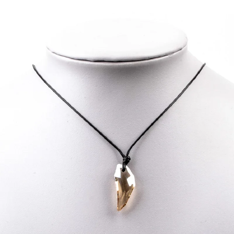 2019 New Austrian Crystal The Teeth of The Wolf Pendant Chains Long Leather Men Jewelry Necklace
