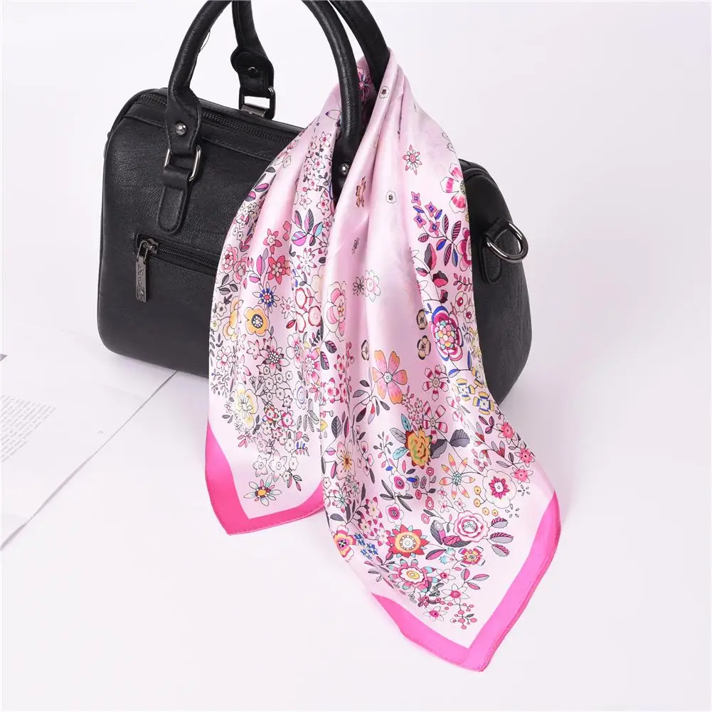 www.bagsaleusa.com : Buy 100% Silk Scarf Women Colorful Flower Print Square Scarf Female Ladies ...