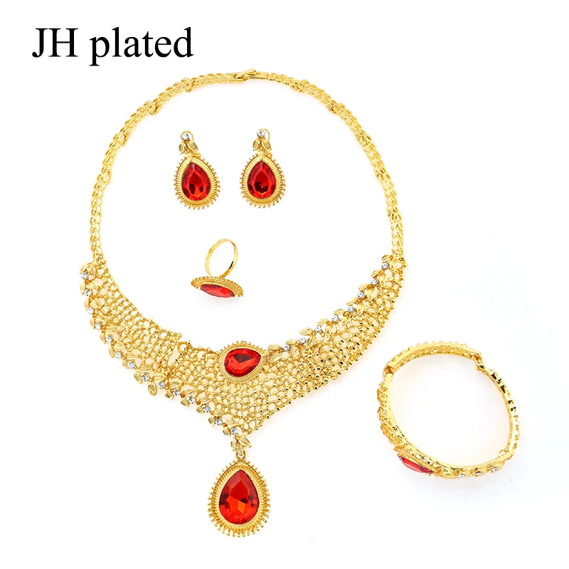 

JHplated Jewelry Sets For Women Nigerian Necklace African Jewelry Sets Gold Color Wedding Dubai Jewelry Sets Party