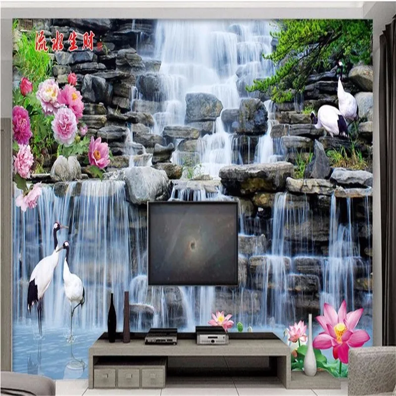 Custom-wallpapers-water-health-financial-rockery-Xianhe-Falls-3D-TV-background-wall-non-woven-wallpaper-papel (3)