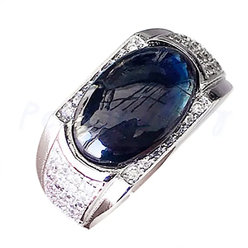

Men ring Natural original sapphire 925 sterling silver 6ct gemstone For women or men Fine jewelry #XY18080225