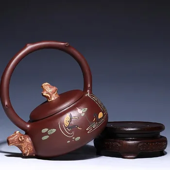 

450ML Master Handmade Chinese Health Purple Clay Kung Fu Tea Set Creative Exterior Zi Sha Ceramic Black Tea Pot Art Teapot Gifts