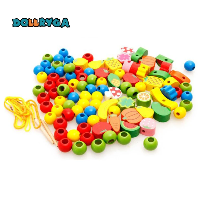 DOLLRYGA New Baby Toys DIY Wooden Constructor Learning Toy For Kids Colourful Wooden Model Building Blocks Brithday Gifts 82pcs 