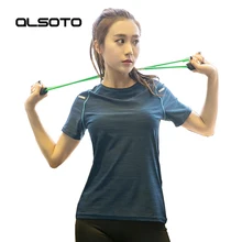 Кроссовки Спортивная футболка для Для женщин Свободные быстросохнущие Фитнес yoga Короткие рукава с круглым вырезом сплошной цвет тренажерный зал джоггеры Топы