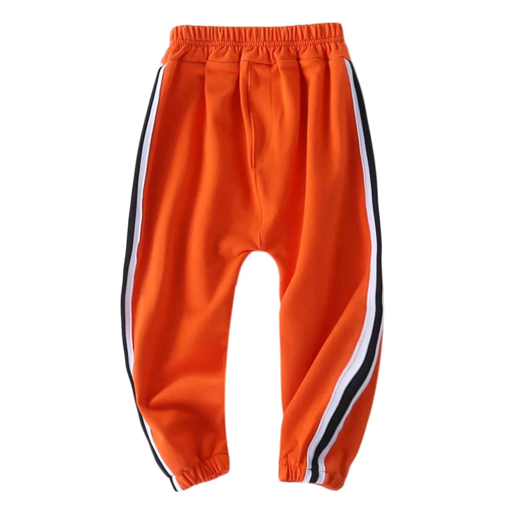 Детские Модные Классические леггинсы для малышей, штаны для девочек, повседневные длинные штаны в полоску для девочек и мальчиков - Цвет: Оранжевый