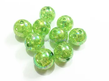 

(Choose Size First ) 12mm/16mm/20mm Light Green Acrylic Crack AB Beads