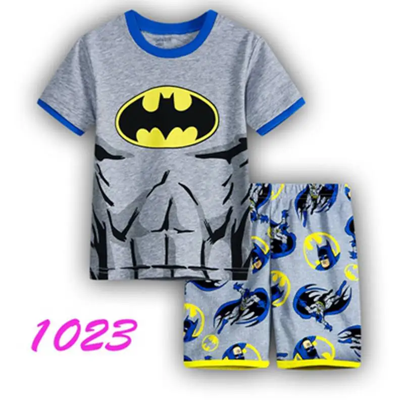 Новая летняя одежда для сна для мальчиков; хлопковые пижамы; Детские пижамные комплекты; рубашки с короткими рукавами+ шорты для мальчиков; Пижама с короткими рукавами; домашняя одежда - Цвет: Color as shown