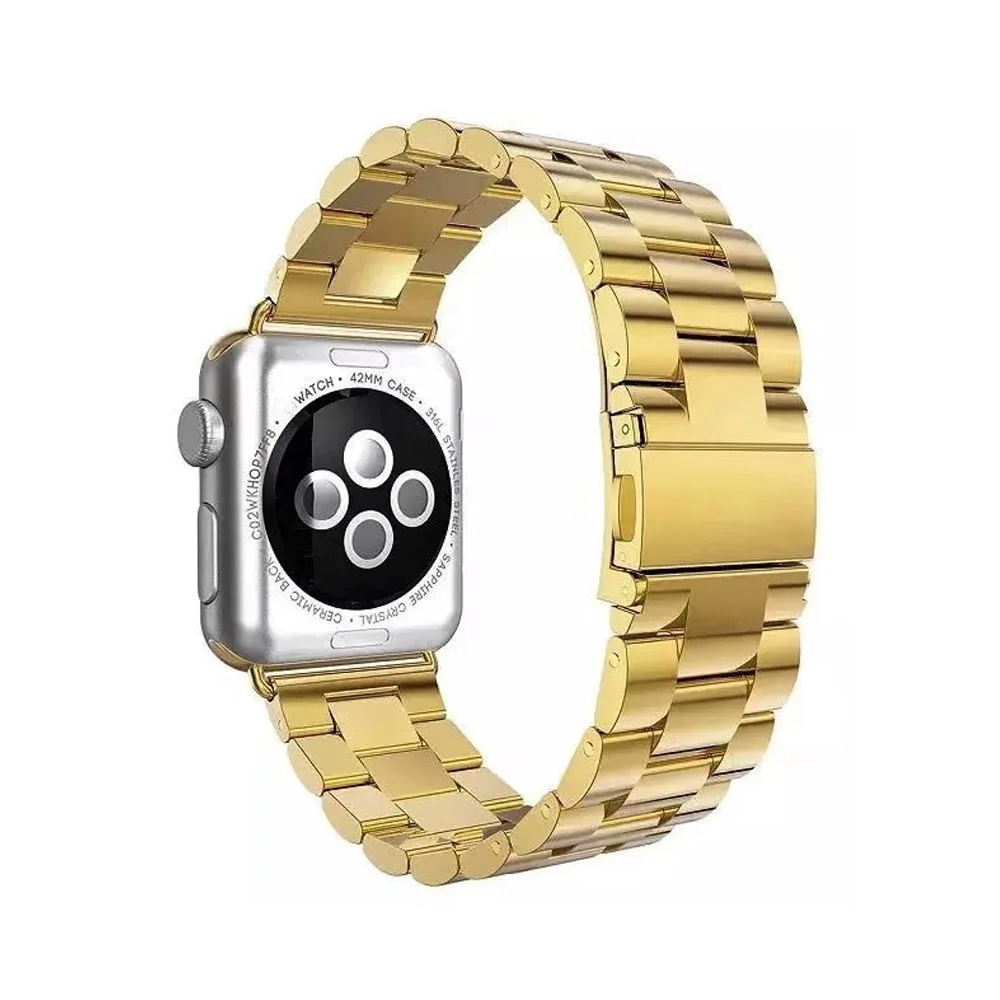 Tschick ремешки из нержавеющей стали для iWatch Apple Watch Series 4/3/2/42 мм 1 38 мм, бабочки Застежка Замена ссылка на - Цвет: Gold
