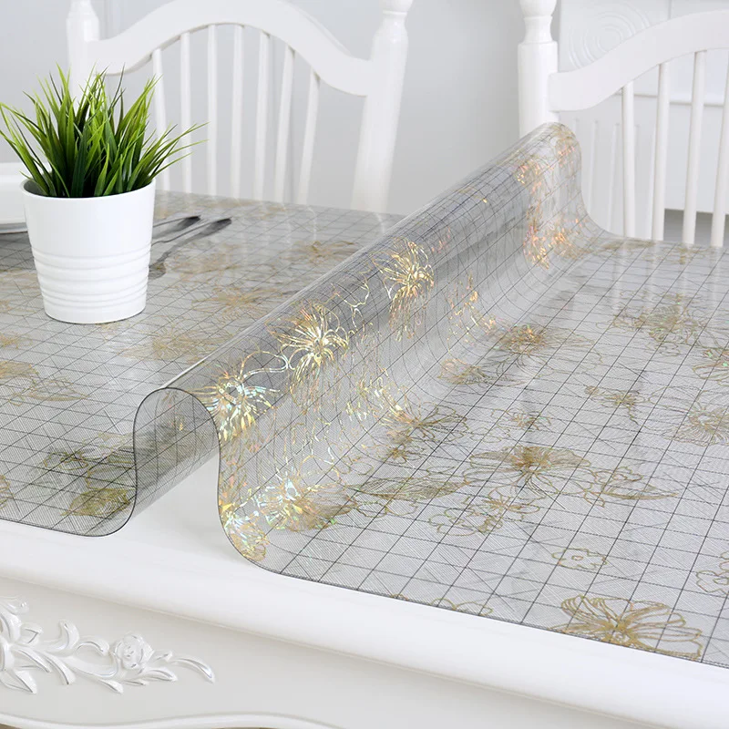 IHAD PVC Tablecloth Waterproof Tablecloth Floral Clear Rectangular