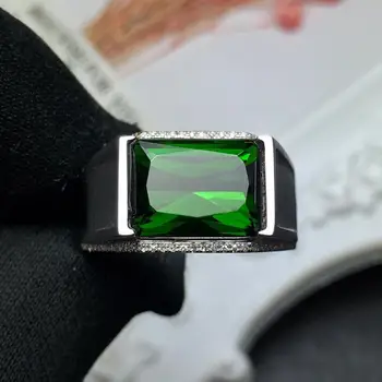 

Fine Jewelry Real Pure 18 K Gold Jewelry 100% Natural Green Tourmaline Gemstones 7.2ct Diamonds Male's Wedding Fine Man's Rings